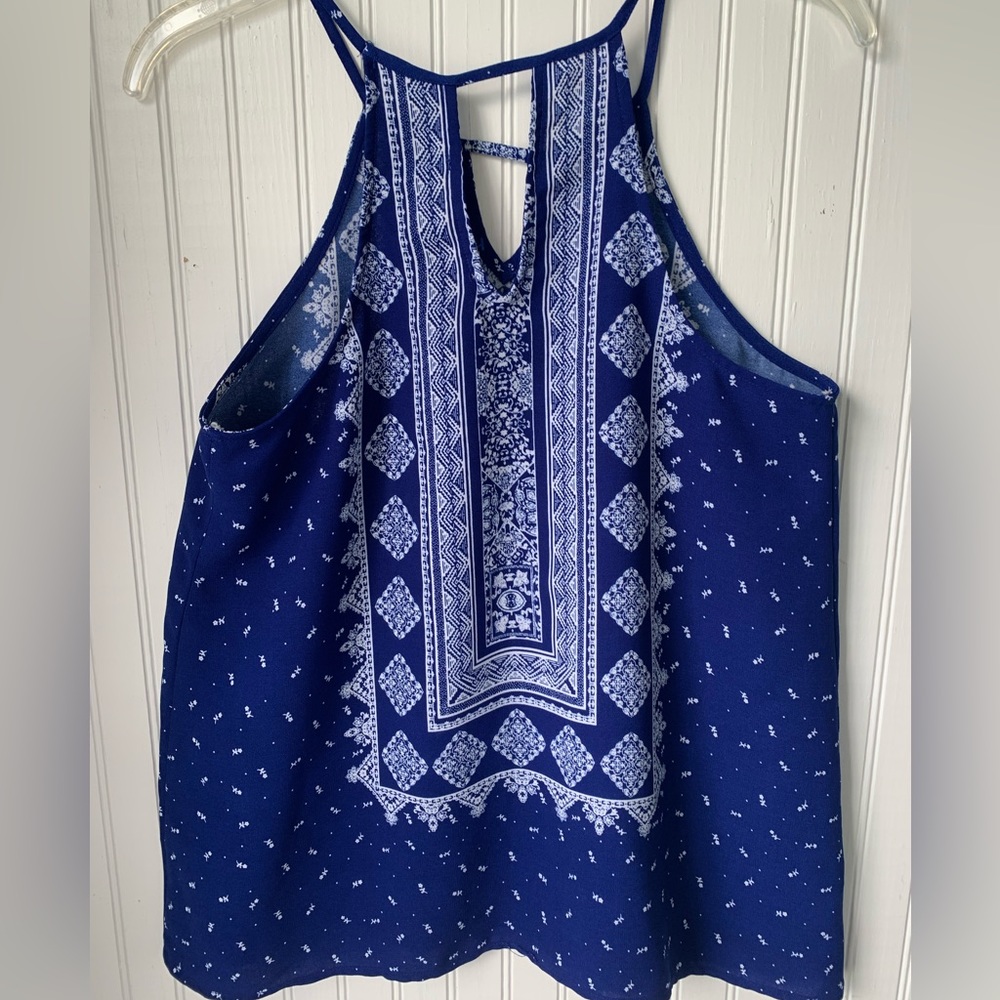 Sweet Wanderer (Small) Royal Blue & White Sleeveless Top; Excellent Condition - Picture 4 of 4